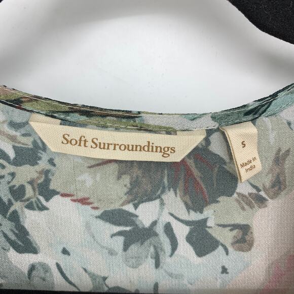 Soft Surroundings Georgette Blouse Open Front Womens Sz S Floral Semi Sheer - Picture 2 of 6